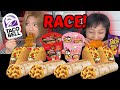 Taco bell  spicy buldak ramen noodle race eating competition 