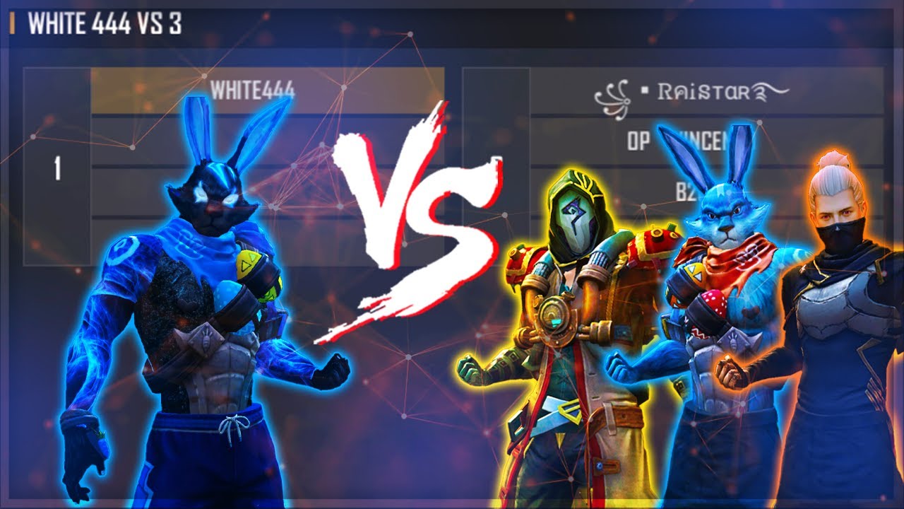 WHITE 444 VS B2K, RAISTAR, VINCENZO | HACKER VS 3 LEGENDS OF FREE FIRE
