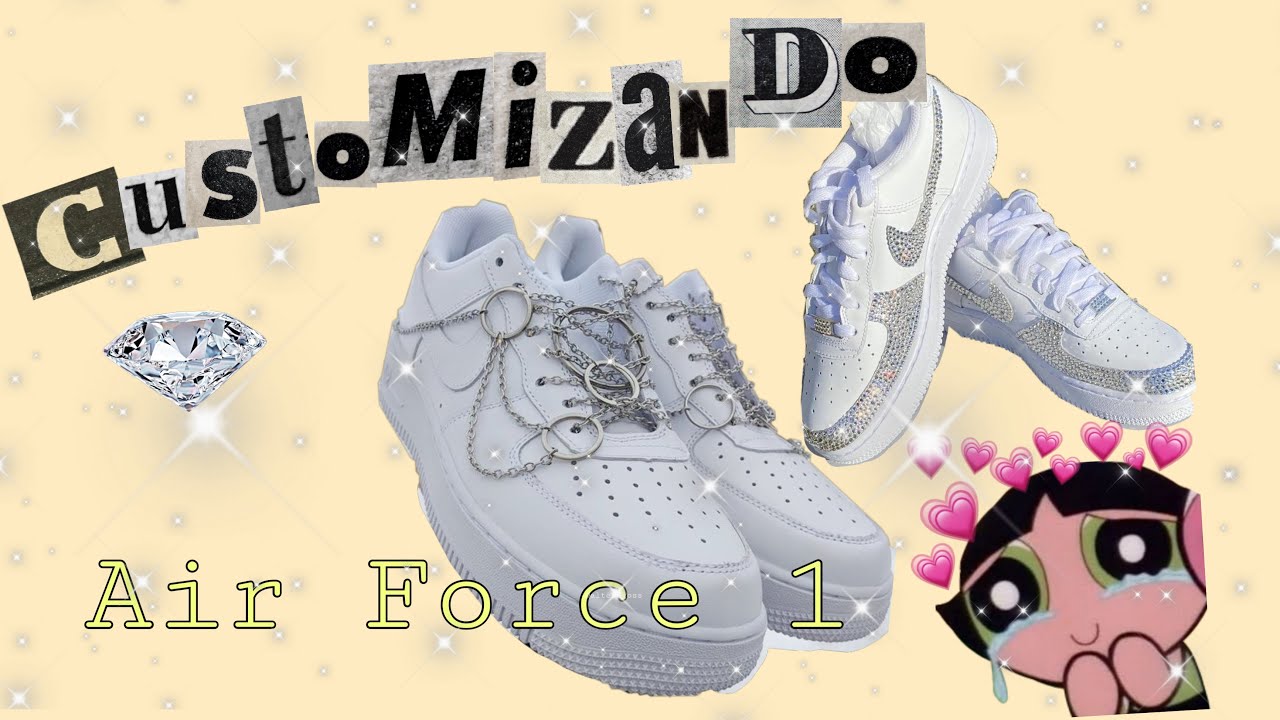 DIY customizando unos Air Force 1 viejitos// pedrería en tenis 💗💗💗 -  YouTube