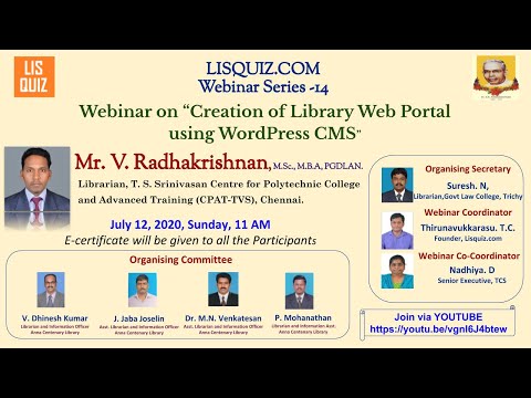 Webinar on Creation of Library Web Portal using WordPress CMS