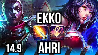 EKKO vs AHRI (MID) | 6 solo kills, 1300+ games | NA Diamond | 14.9