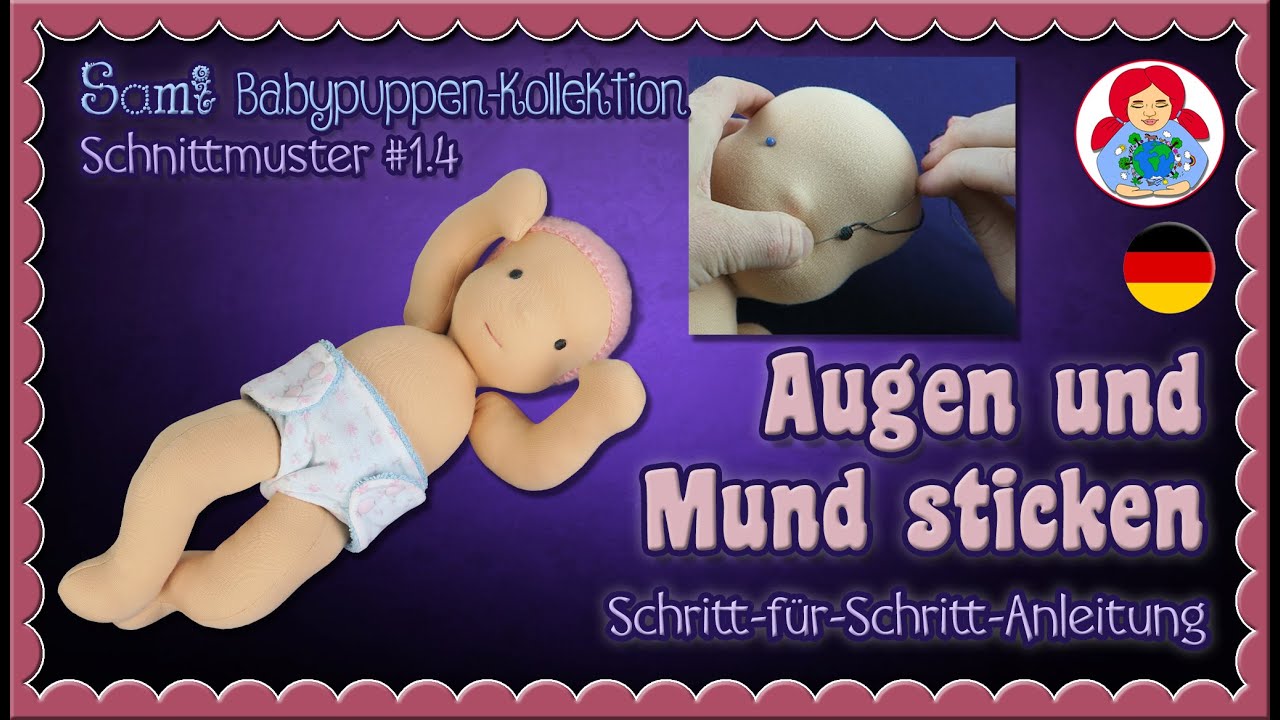DIY Waldorf-/Stoffpuppe Gesicht sticken | Sami Babypuppe Schnittmuster #1.4 • Sami Dolls Tutorials