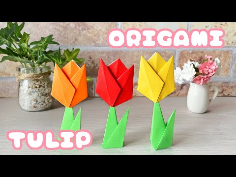 Spring origami] How to fold tulip flowers/Tatsukuri - YouTube