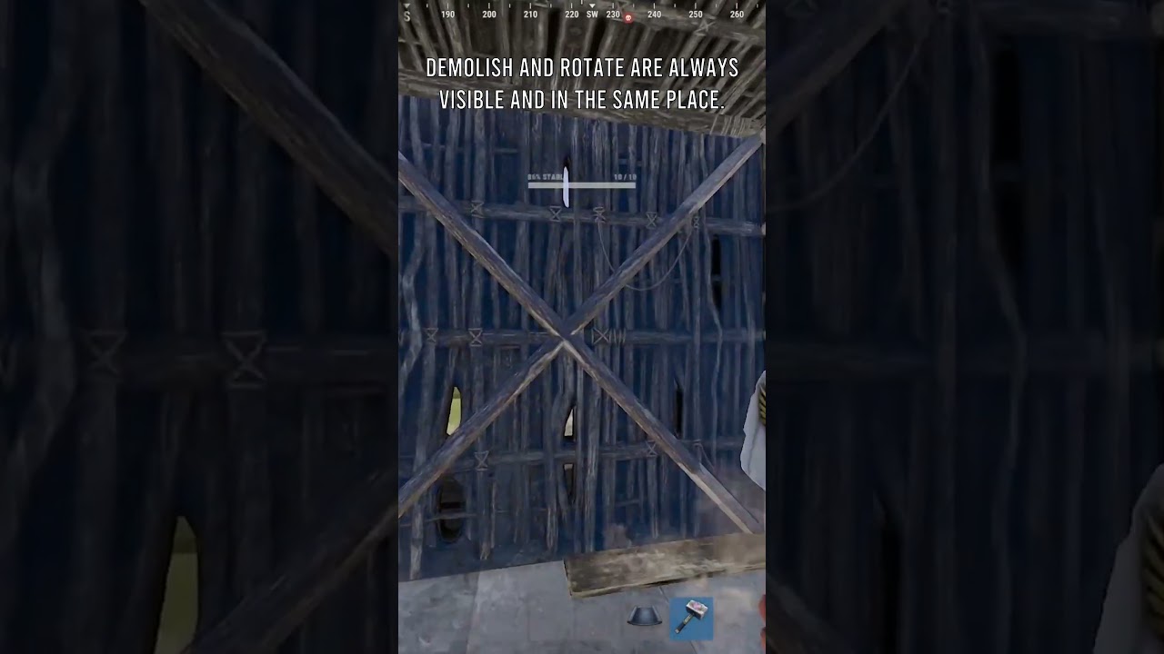 Demolish and Rotate are always visible and in the same place.