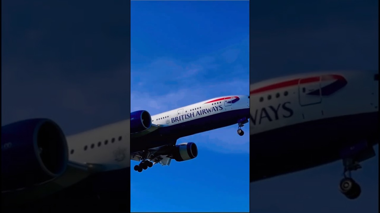 Spectacular View: British Airways Large Aircraft Landing at Close Range! 