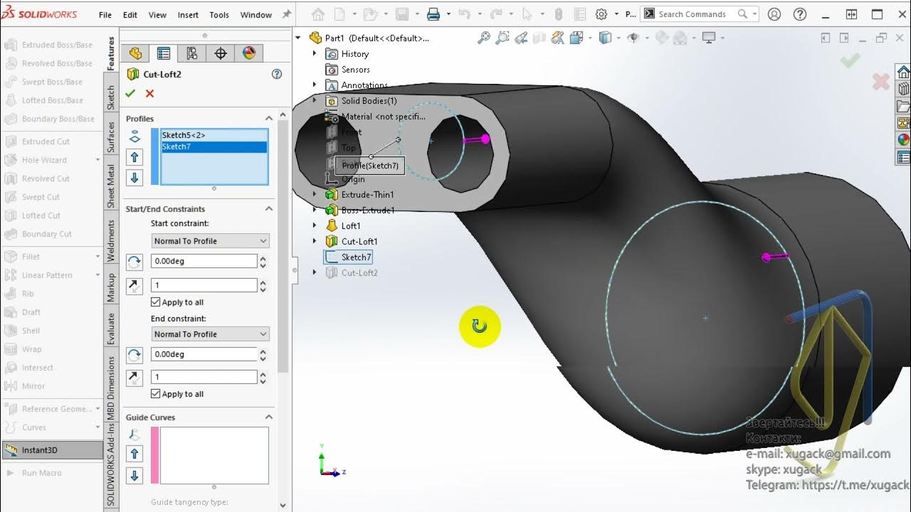 Joining two pipes into one in SolidWorks Об'єднання дві труби в одну