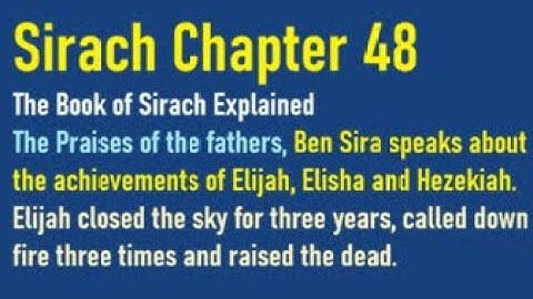 Sirach 48: Book of Sirach, Catholic Bible Study, Daily Readings for Mass