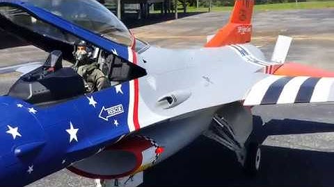 Flight of 1/5 scale Turbine F-16 at Rocket City RC Model Airplane Flying Field