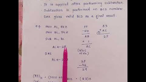DAS Decimal Adjust after Subtraction arithmetic instruction in 8086