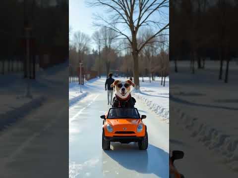 Люблю кататься #собака #собачка #машина #зима #нейросеть #ai