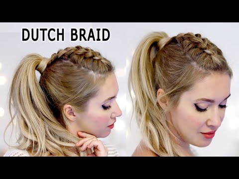 Видео: Dutch braid into ponytail tutorial - Hairstyle for medium and long hair