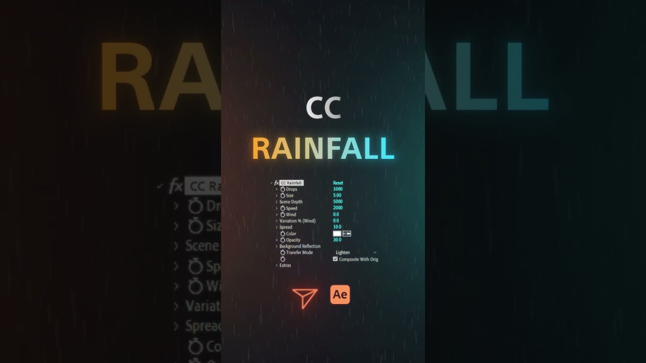 How to Create Rain Animation using "CC Rainfall in Adobe After Effect  part l 7    
