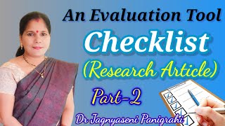 A Useful Evaluating Tool: Checklist.. Research Article (Part-2) @dr.jpofficial8873