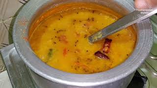 pesara pappu sambar in Telugu-pesara pappu sambar for idli/rice- moong dal sambar for idli in Telugu