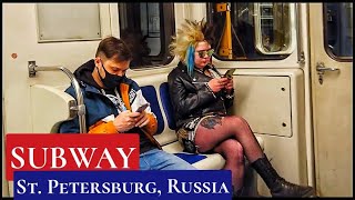 ⁴ᴷ 2023 Subway St Petersburg LIVE Camera. Metro in Russia A trip to St Petersburg metro,  Passengers