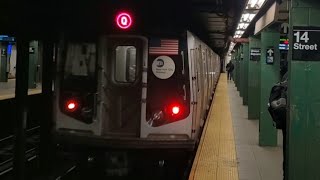 BMT Broadway Line: Brooklyn Bound R160 Alstom (Q) Train Leaving 14th Street Union Square 