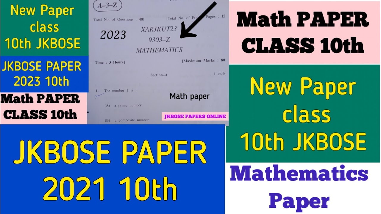 jkbose class 10th MATHEMATICS paper 2023 class 10th math paper 2023 pdf