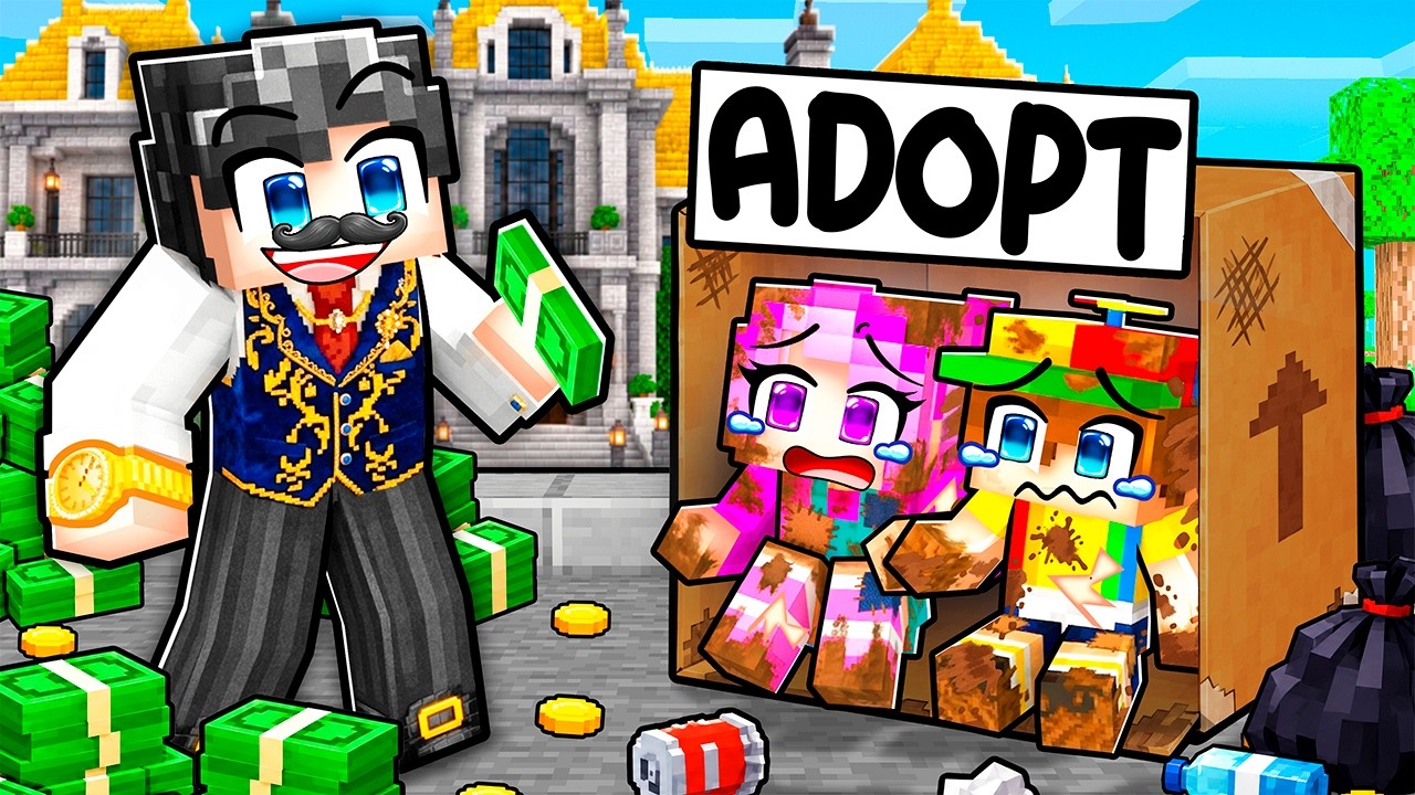 Adopted by a RICH FAMILY in Minecraft!