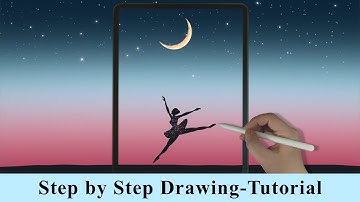 Dance Under the Moon iPad Procreate Drawing - Step by Step Drawing Tutorial