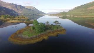 Flying around the islands at Glencoe, Loch Leven, Scotland