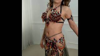 Black with red belly dance costume
