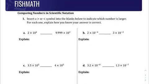Comparing Numbers in Scientific Notation - FishMath.com