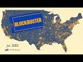 Map of the rise and fall of blockbuster
