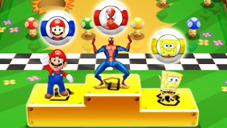Mario Party 9 MiniGames - Mario Vs Spider Man Vs Luigi Vs SpongeBob (Master Cpu)