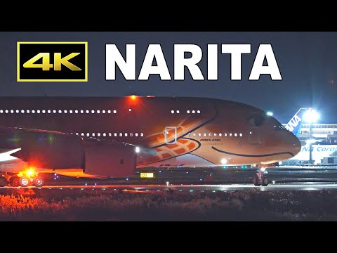 [4K] A380, 747, 777, etc. - Night plane spotting at Tokyo Narita Airport 2023 / 成田空港 FLYING HONU