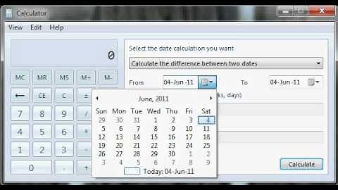 Date Calculation in Windows 7 Calculator
