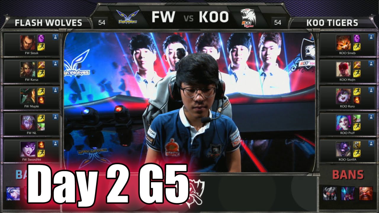 Flash Wolves vs KOO Tigers Day 2 Game 5 Group A LoL S5 World Championship 2015 FW vs KOO D2G5