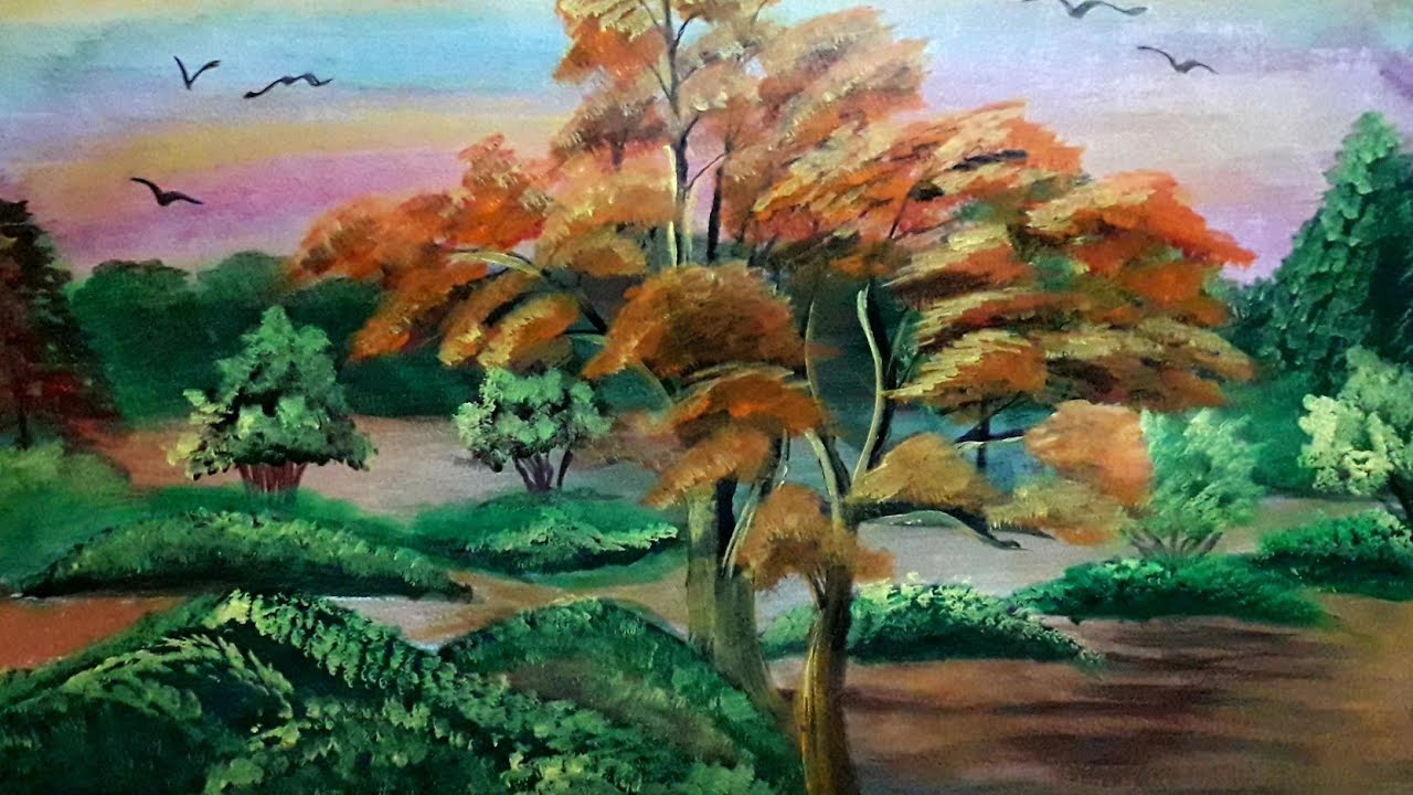 My acrylic painting natural scene YouTube