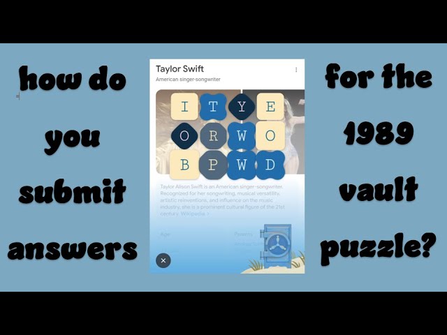 how do you submit answers for the 1989 vault puzzle?
