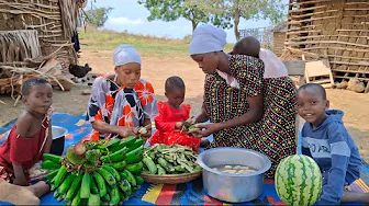 African Village Life Feast 🍲 Cooking Delicious Family Meal Over Firewood 