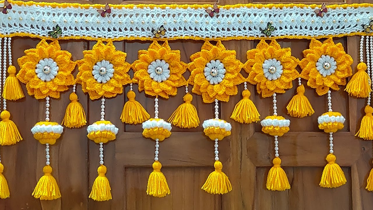 wow 🤩🌼 latest design toran 2024💫 तोरण बनाना सीखें आसान तरीके से 🥰 Gate parda💛jhaler /Bandhanwar