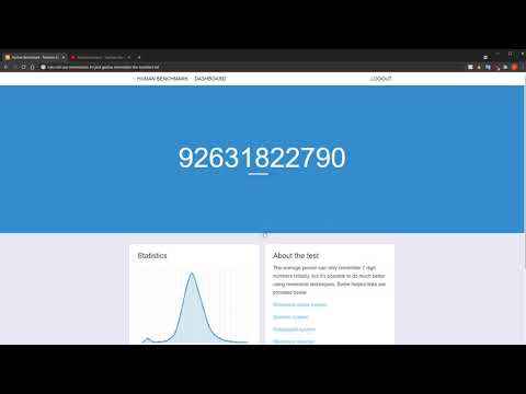 13pts number memory human benchmark - And all my percentiles and score at end of video