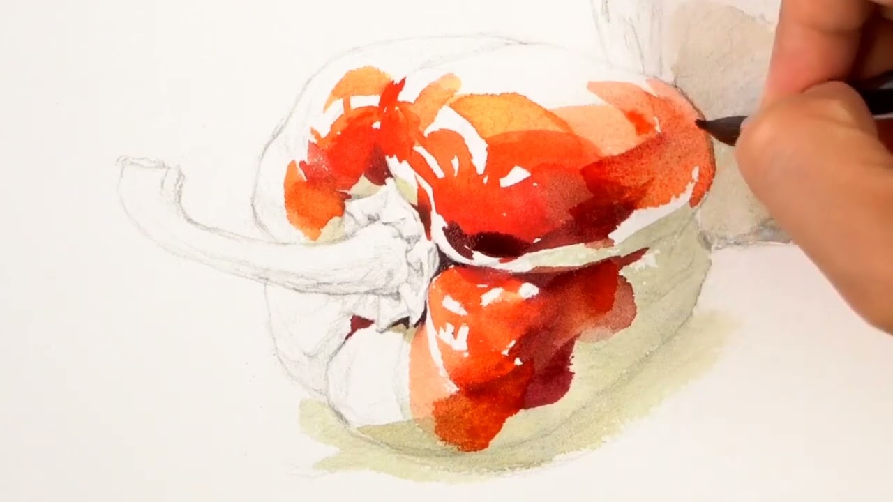 Pepper capsicum Watercolor painting tutorial 