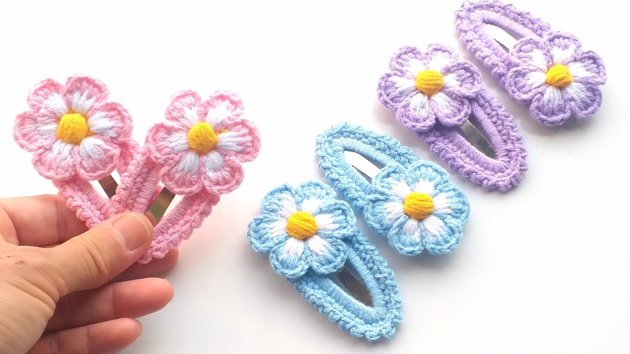 👉TASARIM 👈 PUF ÇİÇEKLİ ÖRGÜ SAÇ TOKASI YAPIMI /CROCHET FLOWER HAIR CLIPS