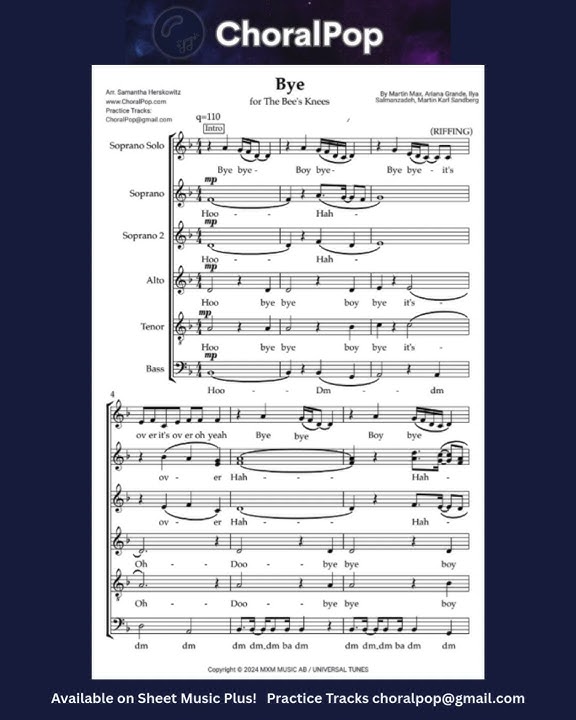 Bye — Ariana Grande | SSATB A Cappella