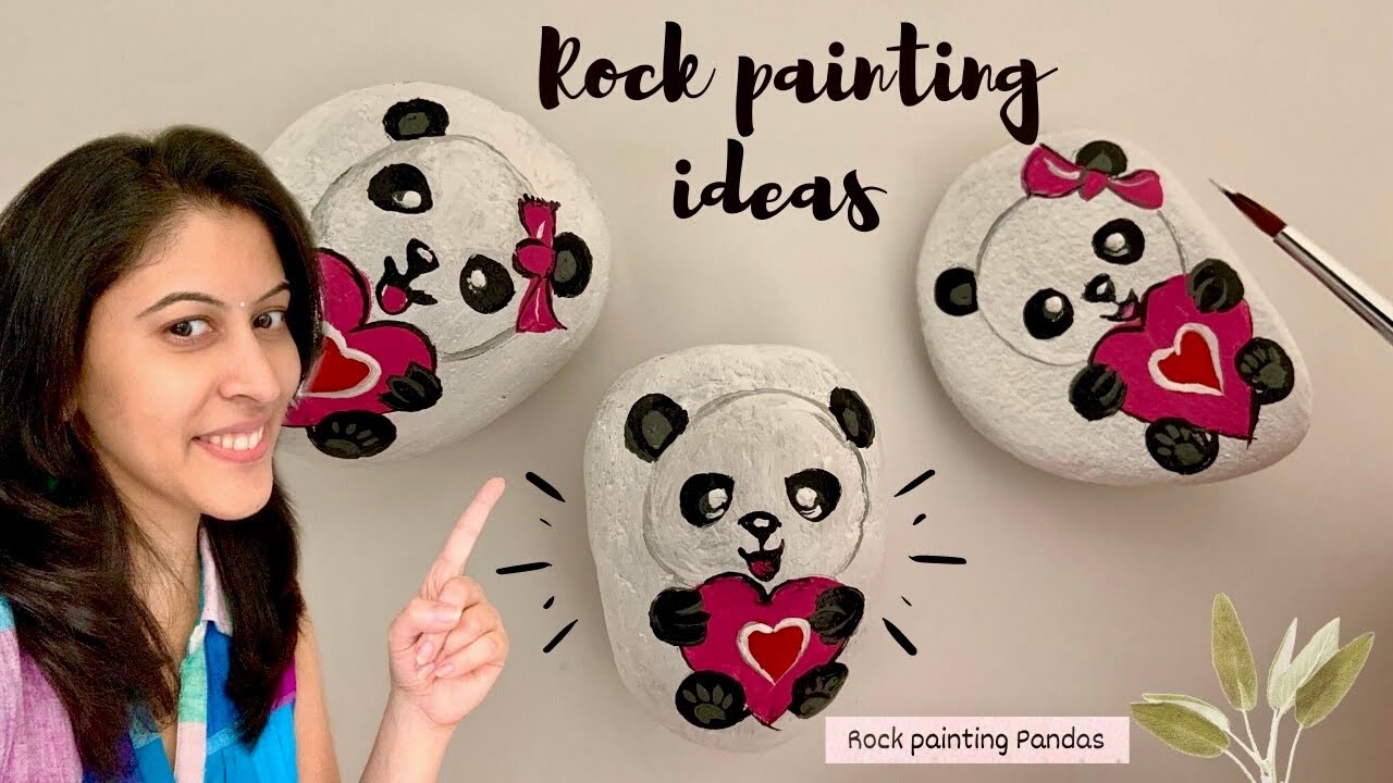Rock painting ideas | stone painting of pandas | panda stone painting ...