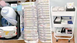 Bedside Nursery Cart Organization \& Tour | Pregnancy Vlog