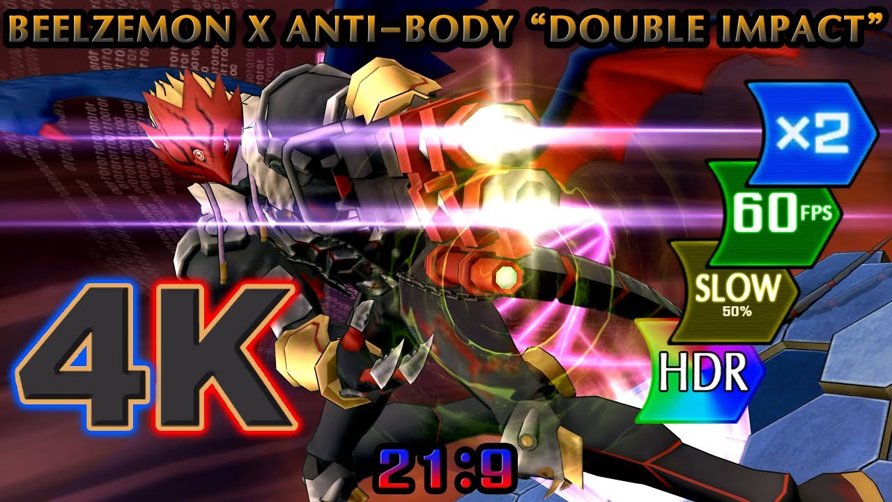 Beelzemon X Anti-body "Double Impact"【4K/21:9/60FPS】[DIGIMON LINKS SKILL SHOW]
