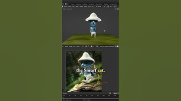 Textured Smurf Cat view compared to actual 3D model - meme - low poly game character in Blender