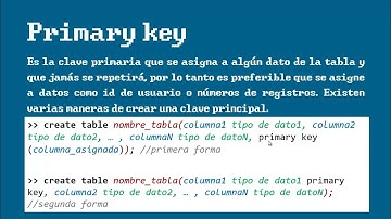 PRIMARY KEY (Clave Primaria)
