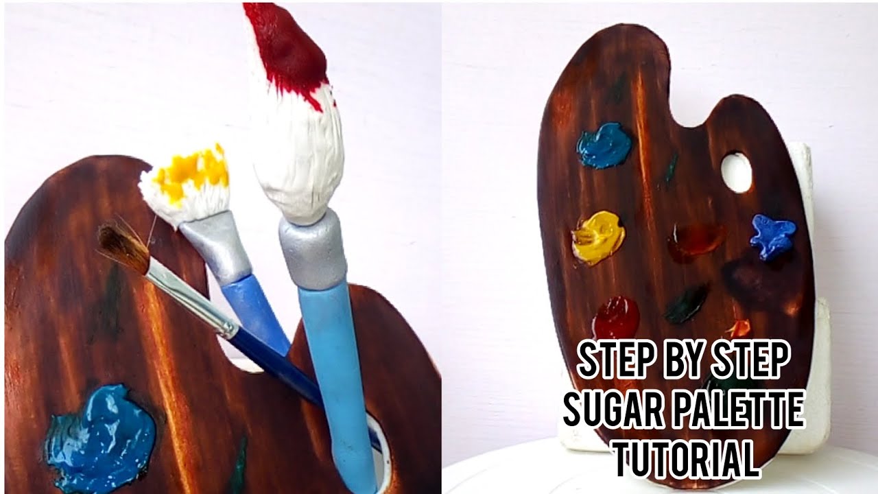 How To Make A Sugar Palette and paint brush cake topper Artist Cake Tutorial🎨🖌️ YouTube