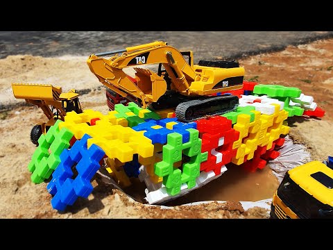 중장비 자동차 장난감 거대블록 다리만들기 포크레인 불도저│<strong>Car</strong> Toys <strong>Build</strong> Bridge Color Block│럭키강이 LuckyKangi