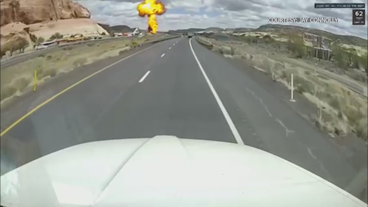 New video Derailed train explodes near AZ NM border Friday Interstate 40 reopens