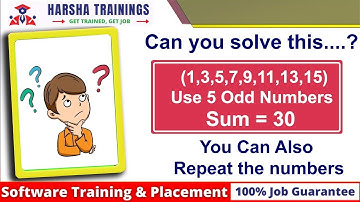Sum of 5 odd numbers Equal to 30 || Harsha trainings