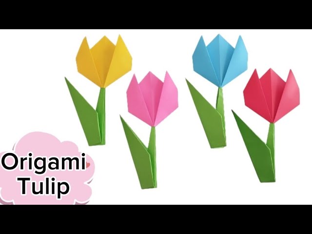 Premium Vector  Tulip origami scheme tutorial moving model. origami for  kids. step by step