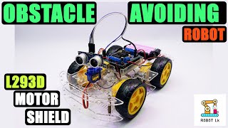 How To Make Arduino Obstacle Avoiding Robot using L293D Motor Shield | Robot Lk